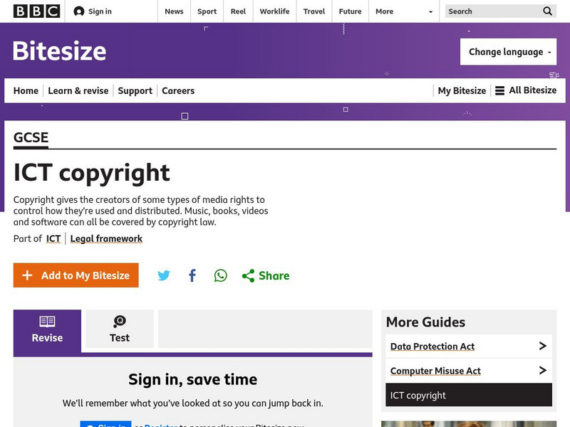 Bbc: Gcse Bitesize: Ict: Copyright Unit Plan Bbc: Gcse Bitesize: Ict: Copyright Unit Plan