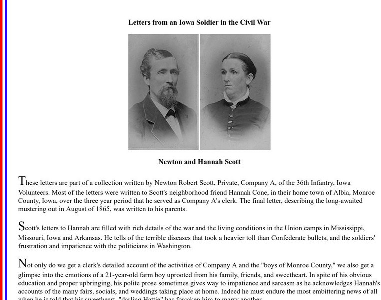 Civil War Letters: Letters From an Iowa Soldier in the American Civil War Website