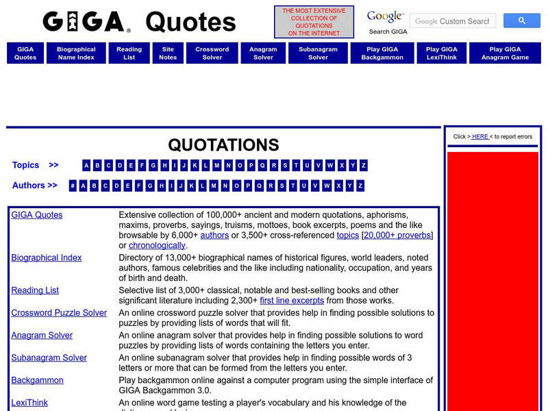 Giga Quotes Handout Giga Quotes Handout