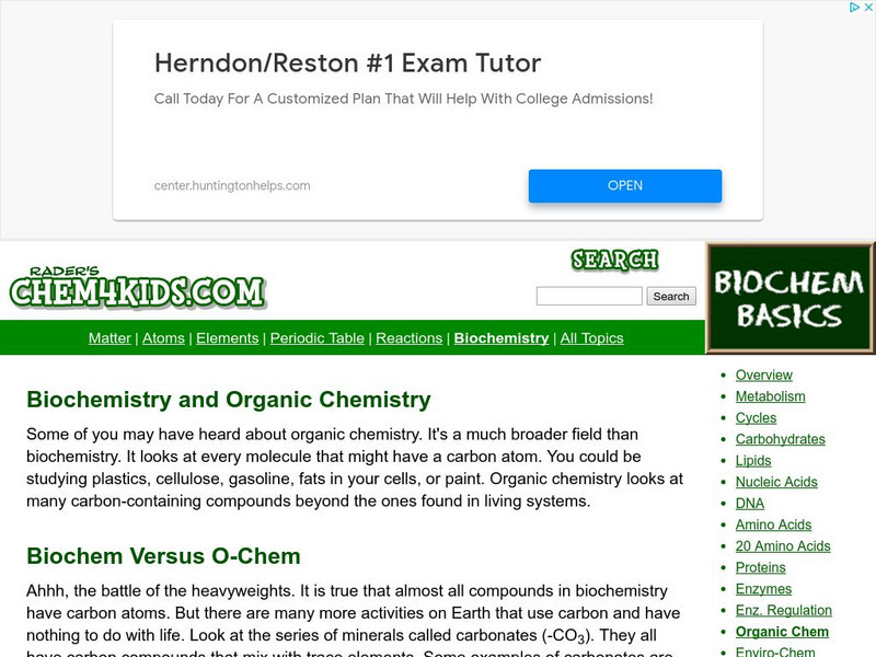 Chem4 Kids: Chemistry of Carbon Website