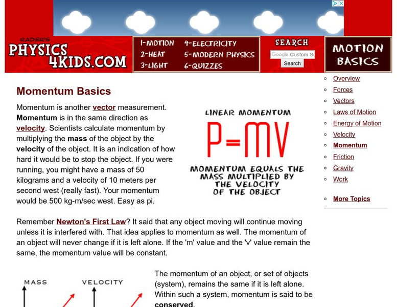 Physics4 kids.com: Momentum Basics Handout Physics4 kids.com: Momentum Basics Handout