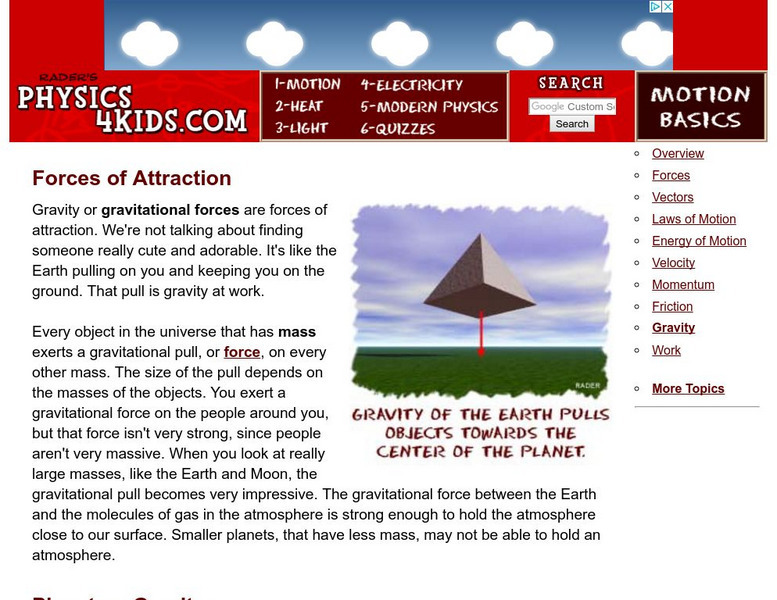 Physics4 kids.com: Forces of Attraction Handout Physics4 kids.com: Forces of Attraction Handout