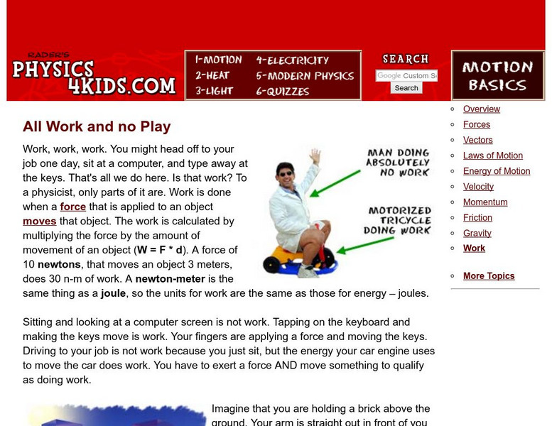 Physics4 kids.com: All Work and No Play Handout Physics4 kids.com: All Work and No Play Handout
