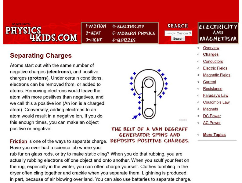 Physics4 kids.com: Charge It Up Handout Physics4 kids.com: Charge It Up Handout