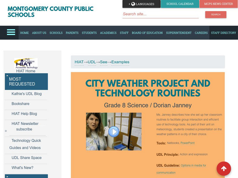 Mcps: City Weather Project and Technology Routines Professional Doc Mcps: City Weather Project and Technology Routines Professional Doc