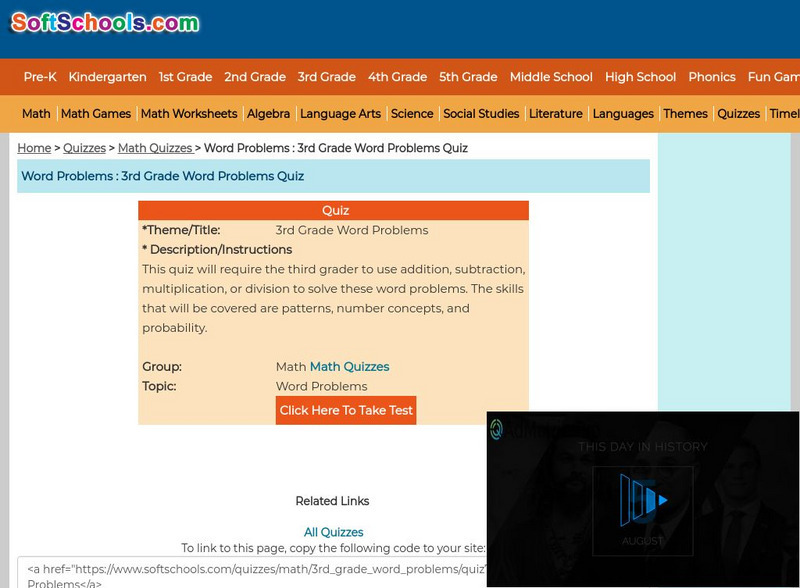 Soft Schools: Word Problem Quiz Unknown Type Soft Schools: Word Problem Quiz Unknown Type