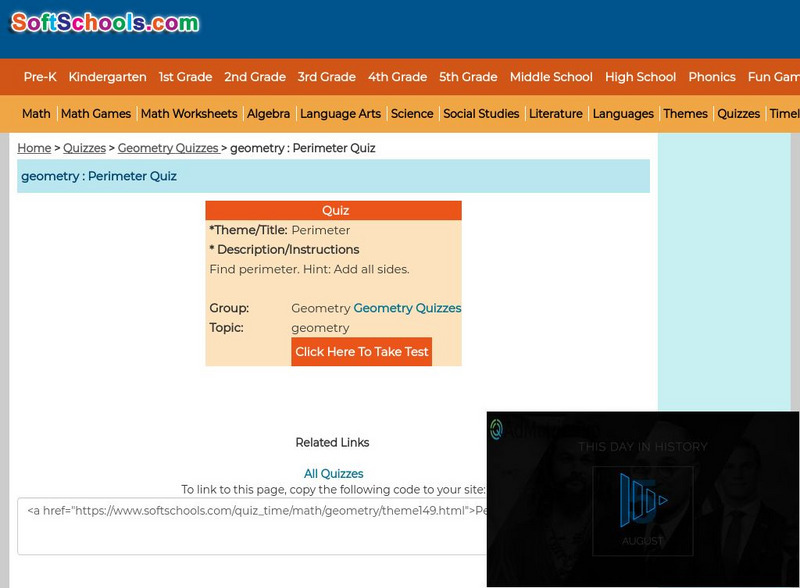 Soft Schools: Perimeter Quiz Unknown Type Soft Schools: Perimeter Quiz Unknown Type