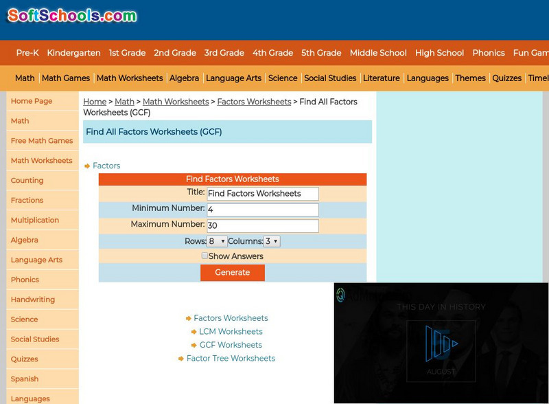 Soft Schools: Factors Worksheet Unknown Type Soft Schools: Factors Worksheet Unknown Type