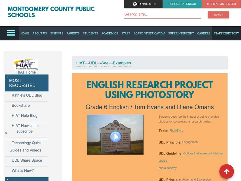 Mcps: English Research Project Using Photo Story Professional Doc Mcps: English Research Project Using Photo Story Professional Doc