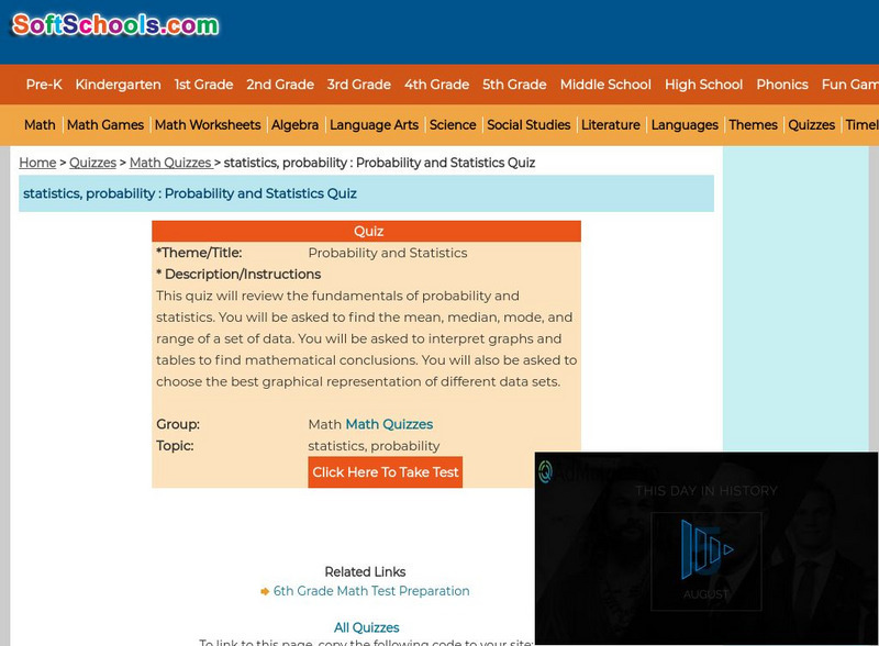 Soft Schools: Probability and Statistics Quiz Unknown Type Soft Schools: Probability and Statistics Quiz Unknown Type