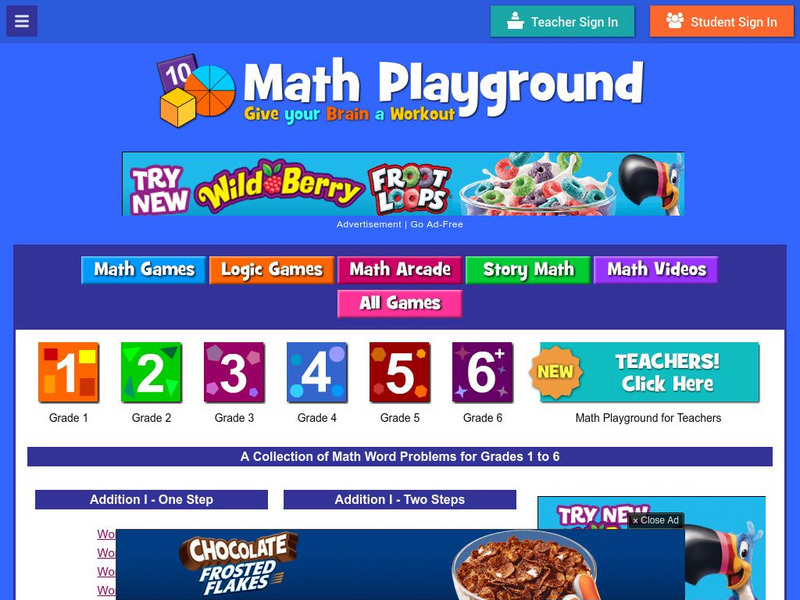 Math Playground: Word Problem Database Activity