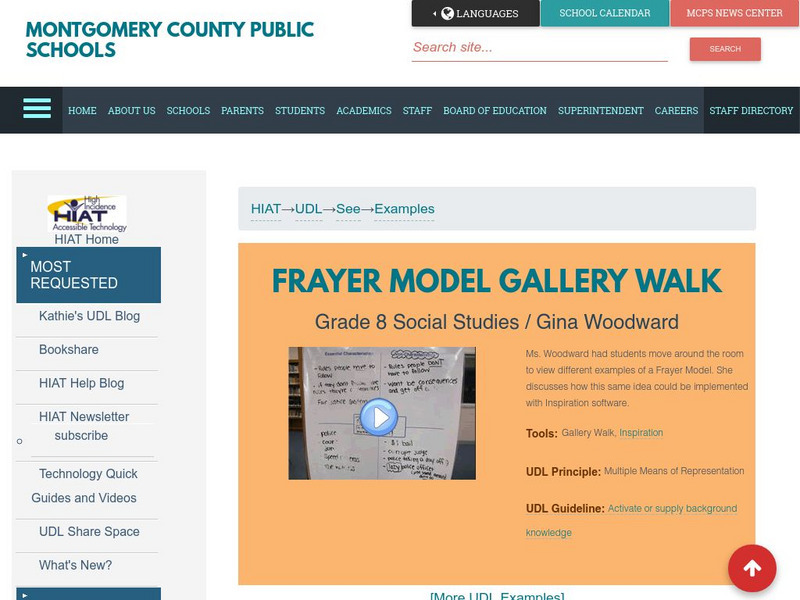 Mcps: Frayer Model Gallery Walk Professional Doc Mcps: Frayer Model Gallery Walk Professional Doc