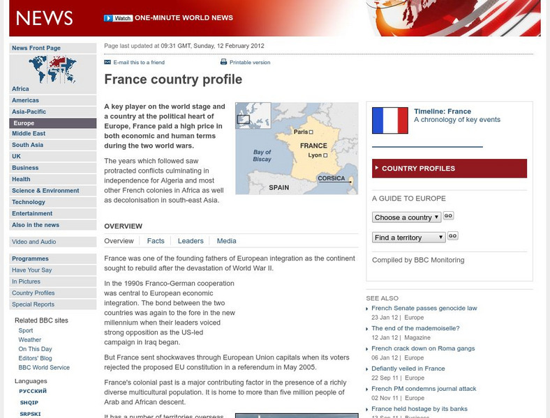 Bbc: News: Country Profile: France Handout Bbc: News: Country Profile: France Handout