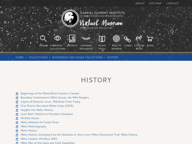 The Virtual Museum of Metis History and Culture: Resources Handout