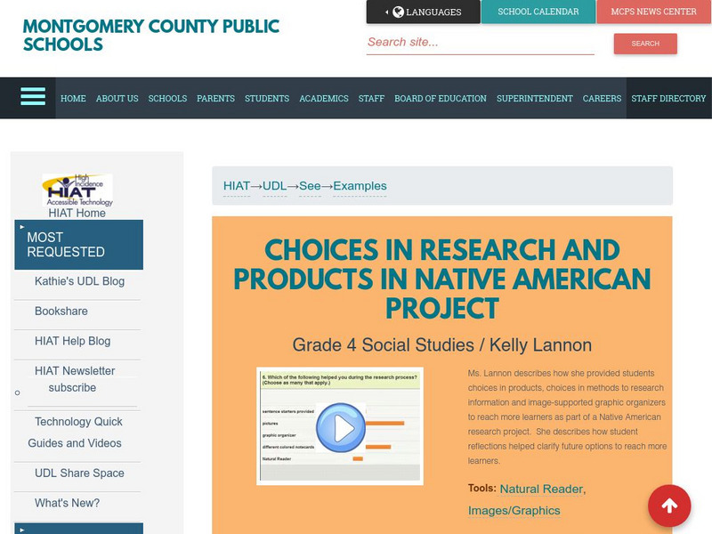 Mcps: Choices in Research and Products in Native American Project Professional Doc Mcps: Choices in Research and Products in Native American Project Professional Doc