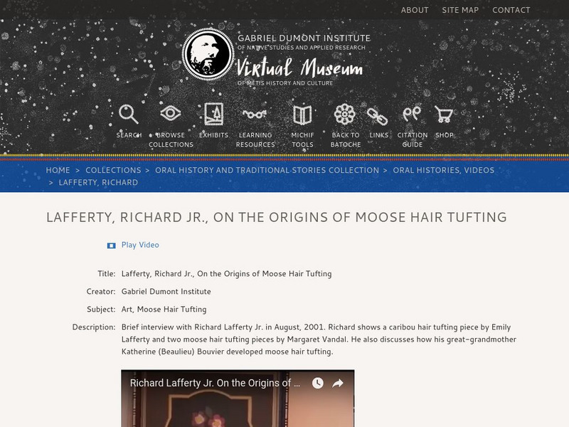 Virtual Museum of Metis History and Culture: Origins of Moose Hair Tufting Handout