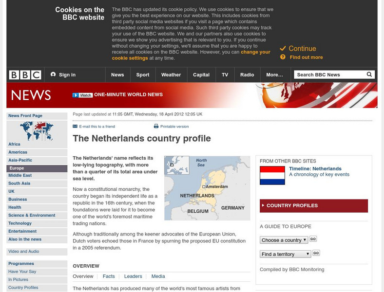 Bbc: News: Country Profile: Netherlands Handout Bbc: News: Country Profile: Netherlands Handout