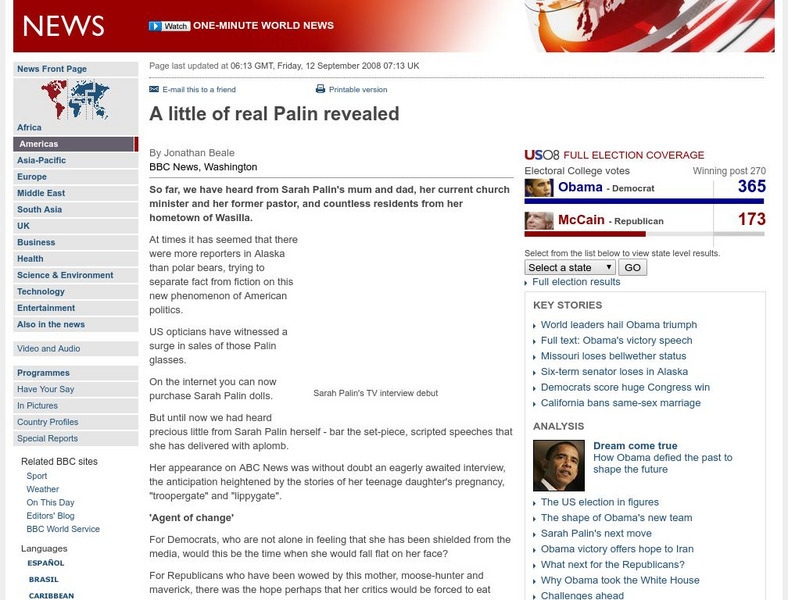 Bbc News: A Little of Real Palin Revealed Article Bbc News: A Little of Real Palin Revealed Article