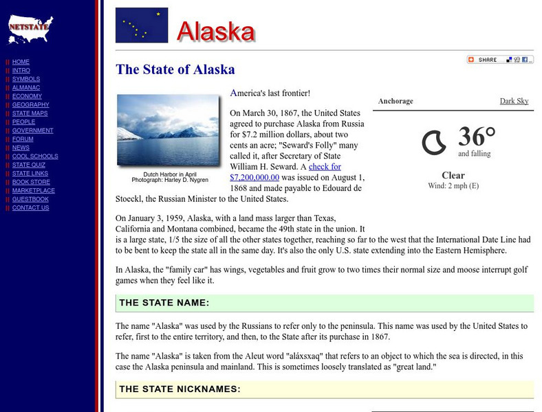 Alaska: The Last Frontier State Handout Alaska: The Last Frontier State Handout