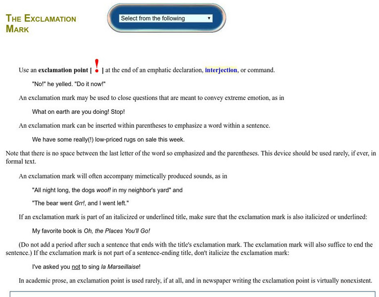 Guide to Grammar and Writing: The Exclamation Mark Handout Guide to Grammar and Writing: The Exclamation Mark Handout