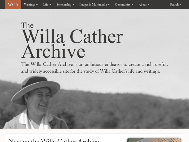 University of Nebraska, Lincoln: Willa Cather Archive Unit Plan University of Nebraska, Lincoln: Willa Cather Archive Unit Plan