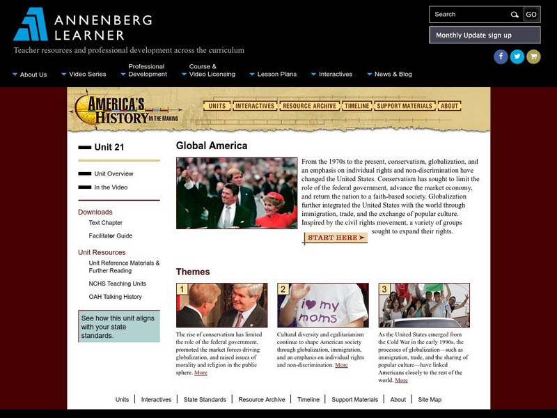 Annenberg Learner: America's History in the Making: Global America Website