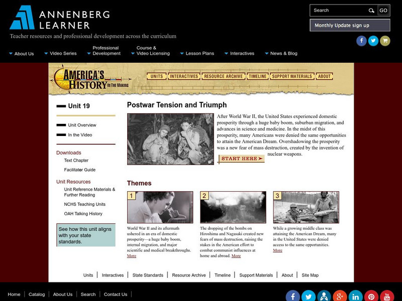 Annenberg Learner: America's History in the Making: Postwar Tension and Triumph Unit Plan Annenberg Learner: America's History in the Making: Postwar Tension and Triumph Unit Plan