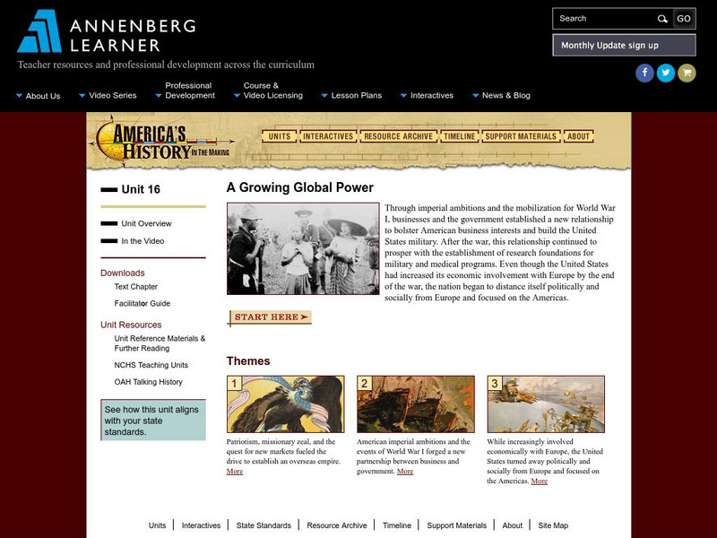 Annenberg Learner: America's History in the Making: Growing Global Power Unit Plan Annenberg Learner: America's History in the Making: Growing Global Power Unit Plan