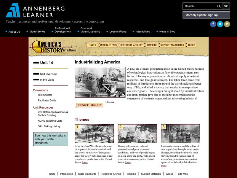 Annenberg Learner: America's History in the Making: Industrializing America Unit Plan Annenberg Learner: America's History in the Making: Industrializing America Unit Plan