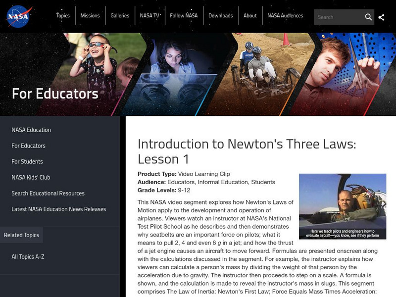 Nasa: Introduction to Newton's Three Laws: Lesson 1 Instructional Video