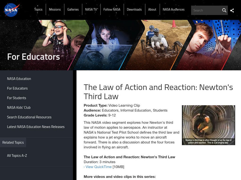 Nasa: The Law of Action and Reaction: Newton's Third Law Instructional Video Nasa: The Law of Action and Reaction: Newton's Third Law Instructional Video