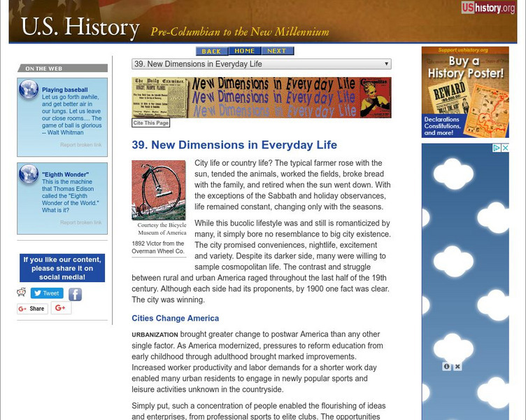 U.s. History: New Dimensions in Everyday Life Website U.s. History: New Dimensions in Everyday Life Website