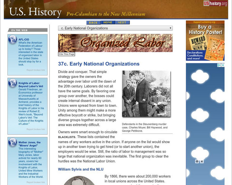 U.s. History: Early National Organizations Website U.s. History: Early National Organizations Website