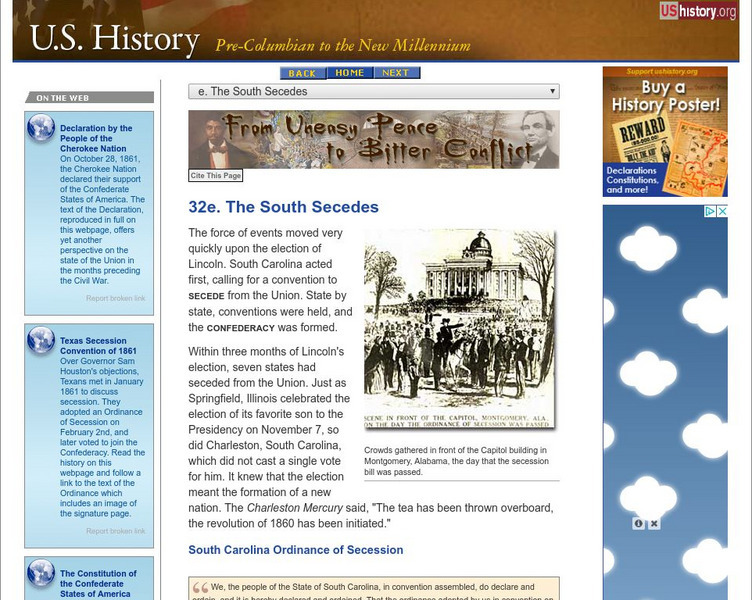 U.s. History: The South Secedes Website U.s. History: The South Secedes Website
