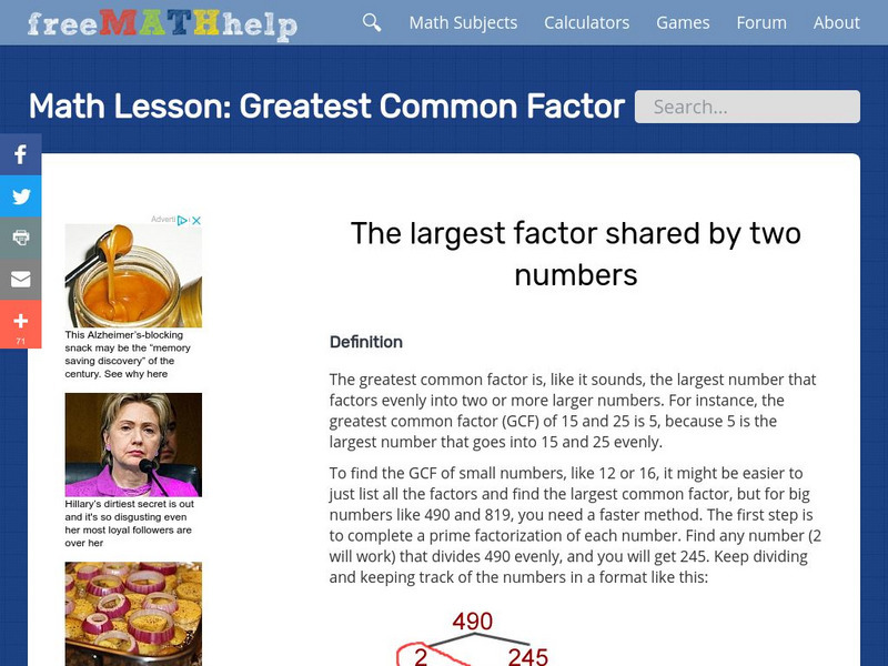 Free Math Help: Greatest Common Factor Graphic Free Math Help: Greatest Common Factor Graphic