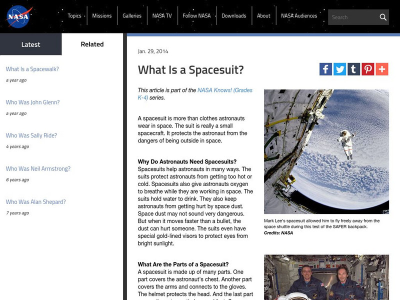 Nasa: What Is a Spacesuit? Website Nasa: What Is a Spacesuit? Website