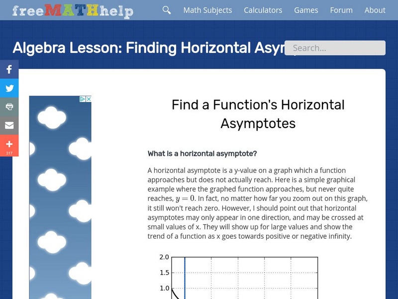 Free Math Help: Finding Horizontal Asymptotes Handout Free Math Help: Finding Horizontal Asymptotes Handout