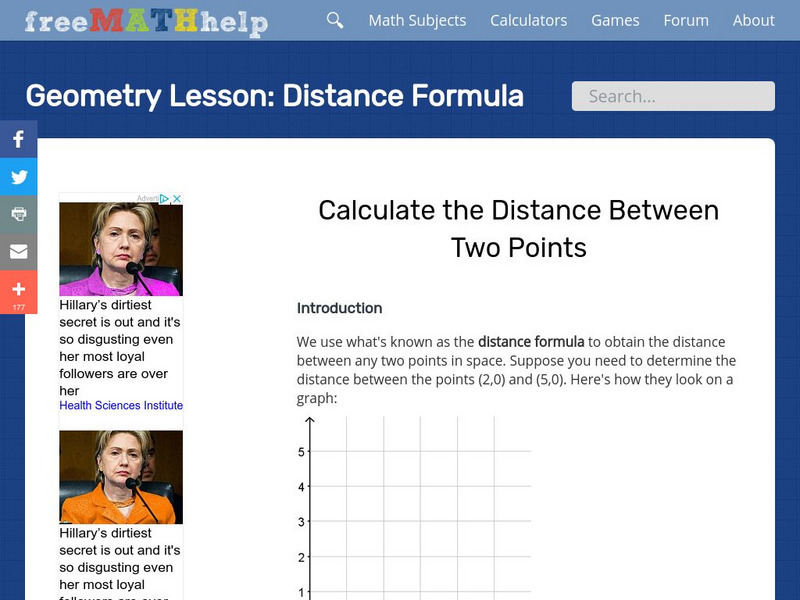 Free Math Help: Distance Formula Activity