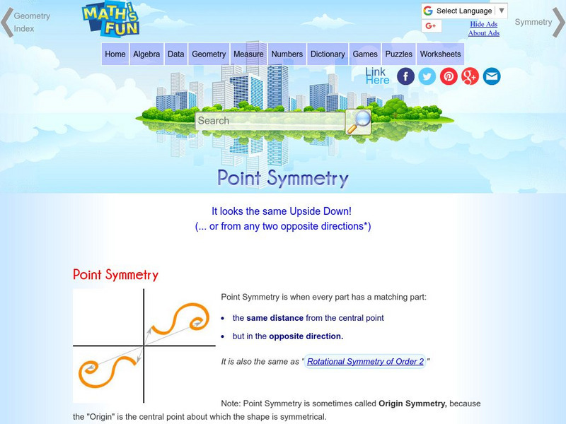 Math Is Fun: Point Symmetry Activity Math Is Fun: Point Symmetry Activity
