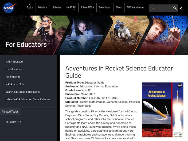 Nasa: Adventures in Rocket Science Educator Guide Unit Plan Nasa: Adventures in Rocket Science Educator Guide Unit Plan