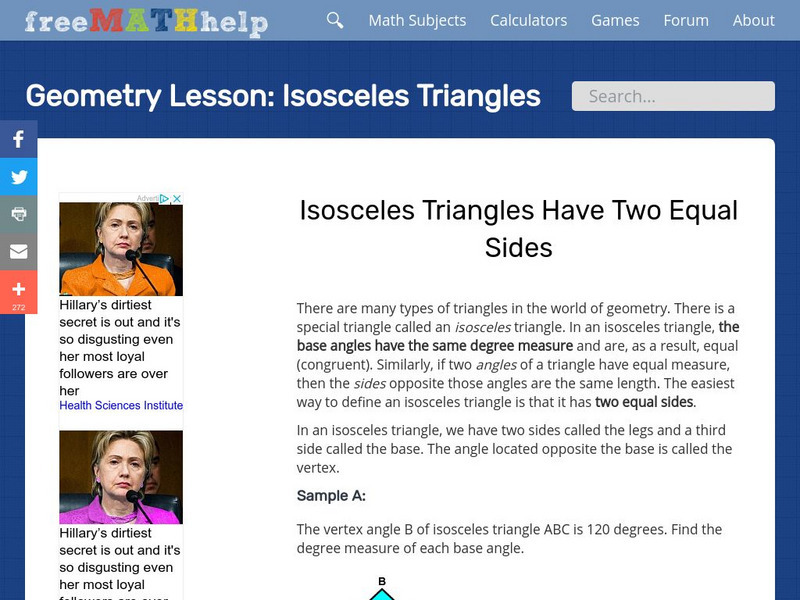 Free Math Help: Isosceles Triangles Unit Plan Free Math Help: Isosceles Triangles Unit Plan