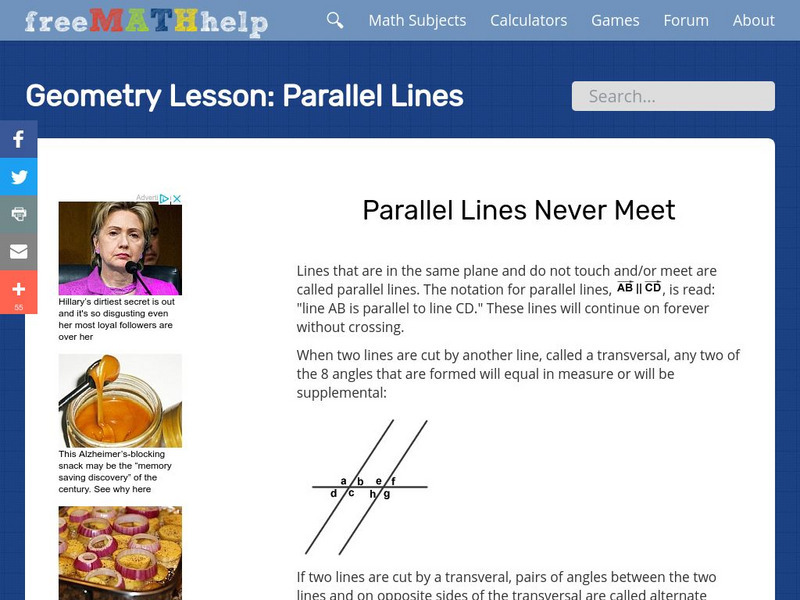 Free Math Help: Parallel Lines Unit Plan Free Math Help: Parallel Lines Unit Plan