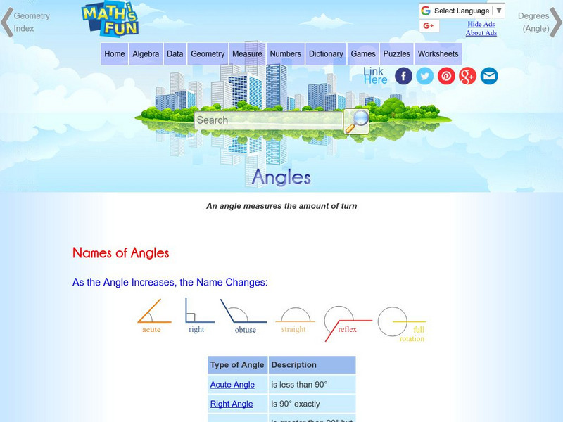 Math Is Fun: Angles Activity Math Is Fun: Angles Activity