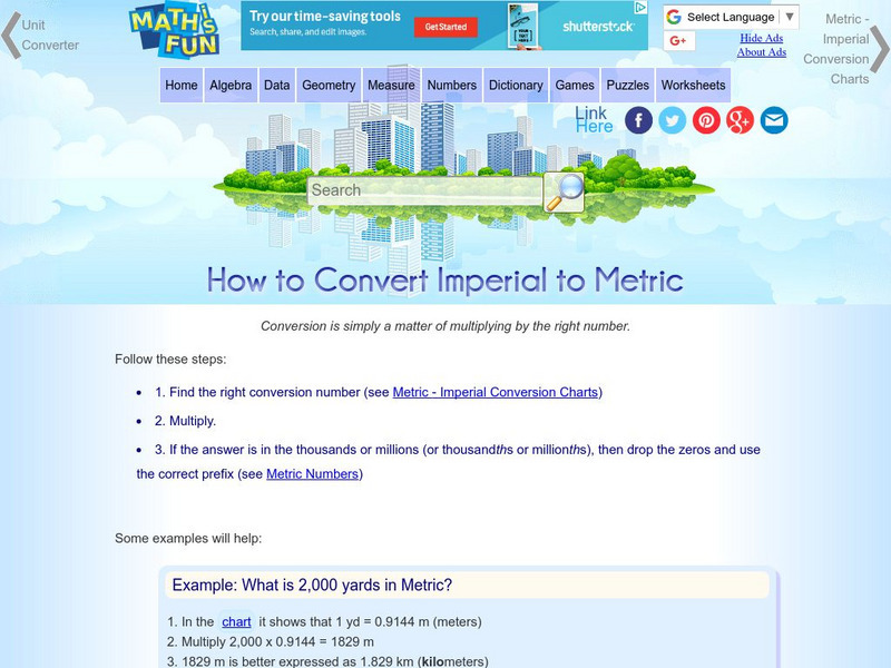 Math Is Fun: How to Convert Imperial to Metric Activity Math Is Fun: How to Convert Imperial to Metric Activity