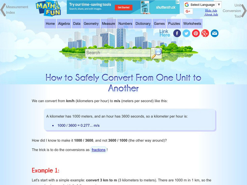 Math Is Fun: How to Safely Convert From One Unit to Another Activity Math Is Fun: How to Safely Convert From One Unit to Another Activity