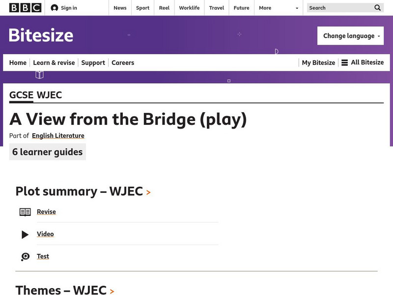 Bbc: Gcse Bitesize: A View From the Bridge Unit Plan