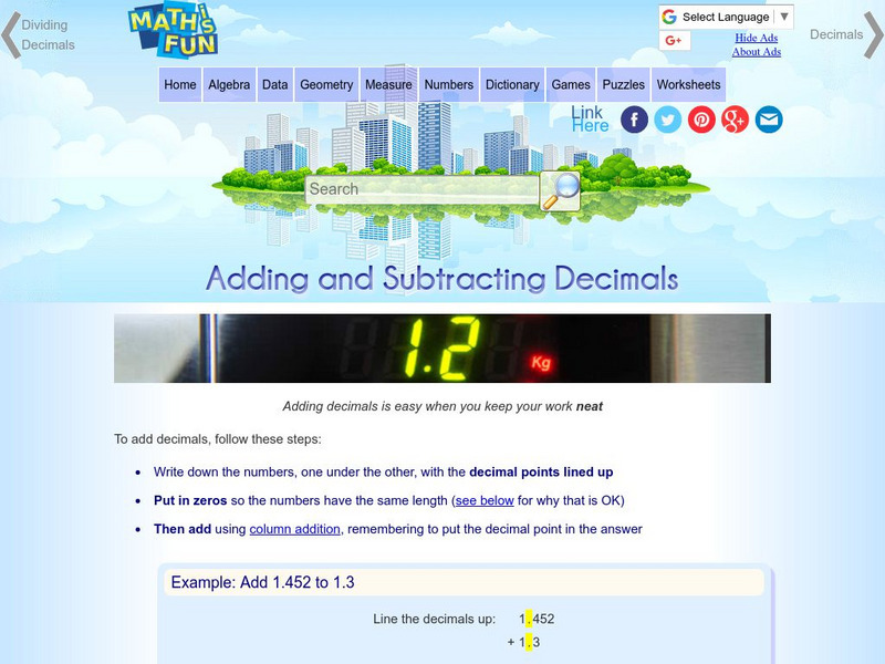Math Is Fun: Adding Decimals Unknown Type Math Is Fun: Adding Decimals Unknown Type