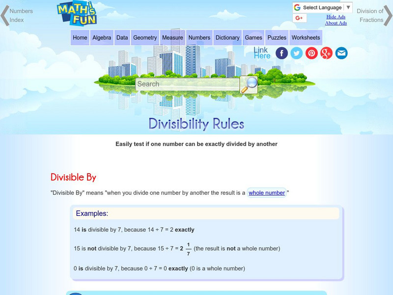Math Is Fun: Divisibility Rules Activity Math Is Fun: Divisibility Rules Activity