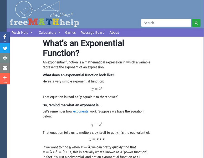 Free Math Help: Exponential Functions Activity Free Math Help: Exponential Functions Activity