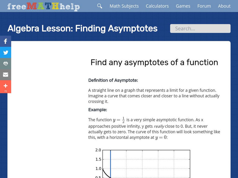 Free Math Help: Finding Asymptotes Handout Free Math Help: Finding Asymptotes Handout
